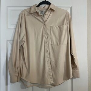 Off-white pleather button-up